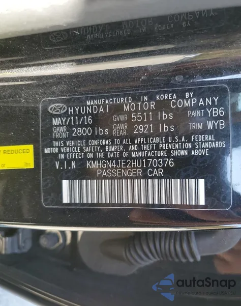 2017 Genesis G80 Base from USA, damaged, VIN KMHGN4JE2HU170376